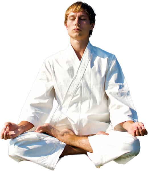 Martial Arts Lessons for Adults in Dolton IL - Young Man Thinking and Meditating in White